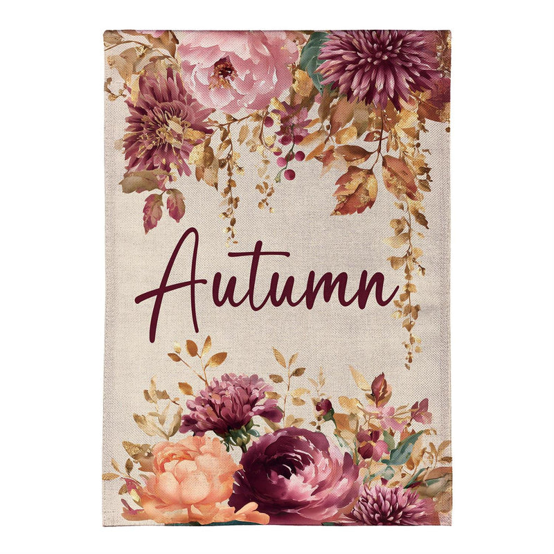 Autumn Florals Burlap Garden Flag