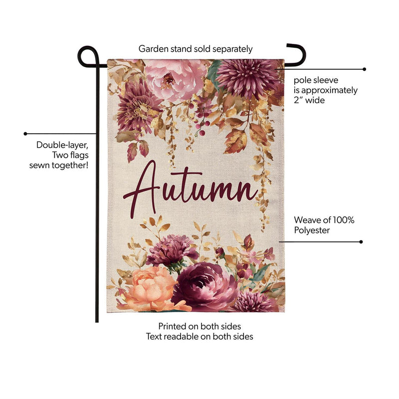 Autumn Florals Burlap Garden Flag
