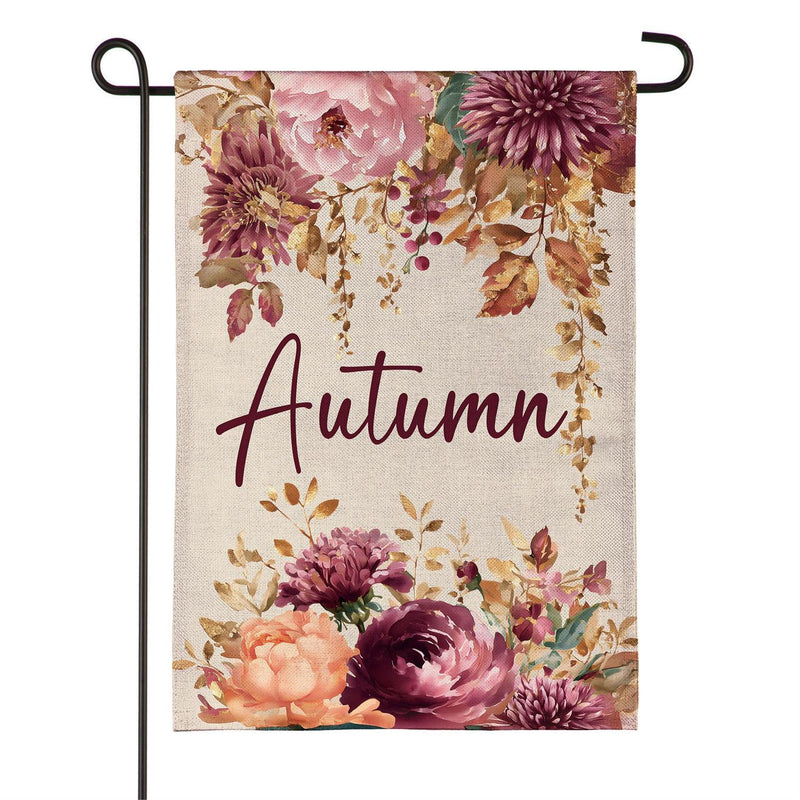 Autumn Florals Burlap Garden Flag