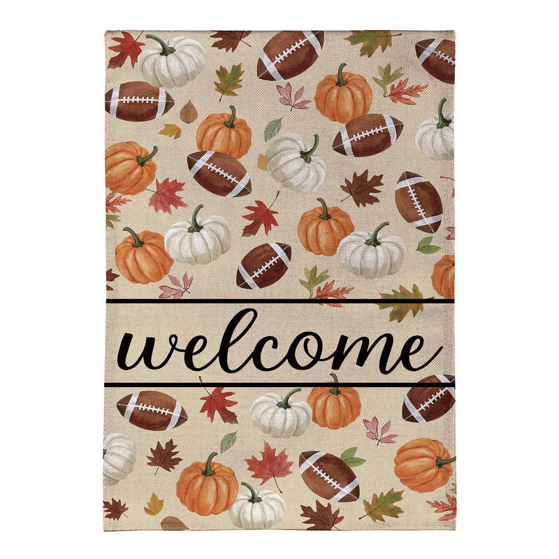 Game Day Welcome Burlap House Flag