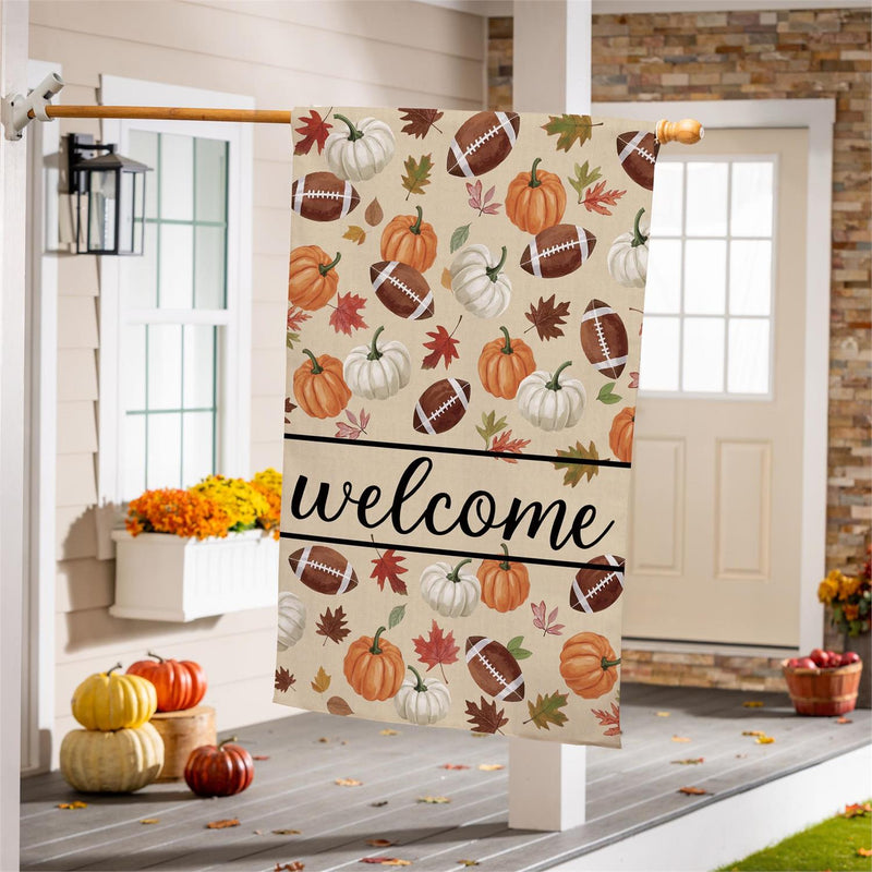 Game Day Welcome Burlap House Flag