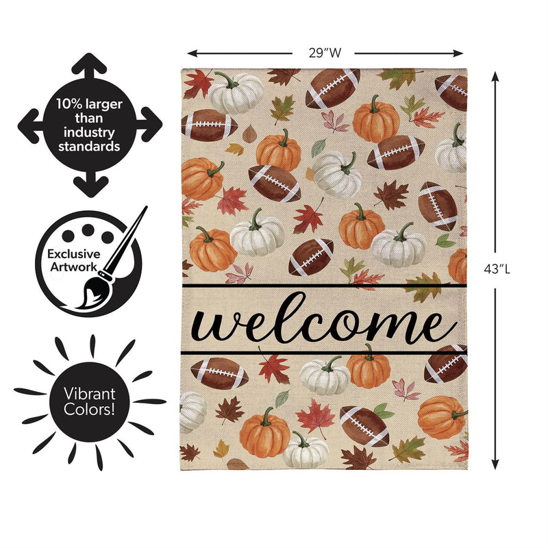 Game Day Welcome Burlap House Flag