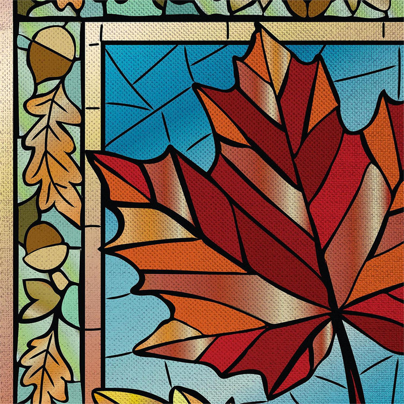 Autumn Leaves Stained Glass Burlap Garden Flag
