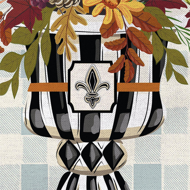 Courtly Check Fall Floral Burlap House Flag