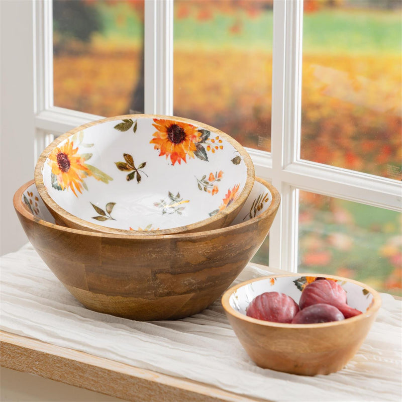 VivaStyle Sunflower Fields Bowl, Wood Bowl Set, Set of 3