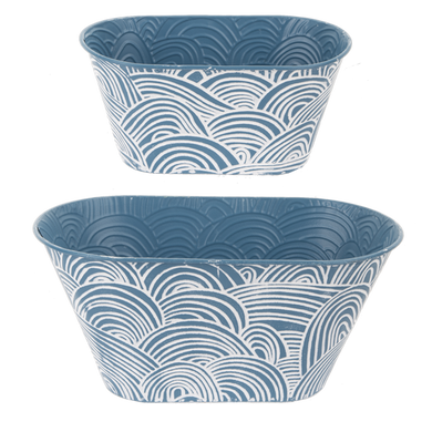 Embossed Wave Oval Planter (2 pc. set)