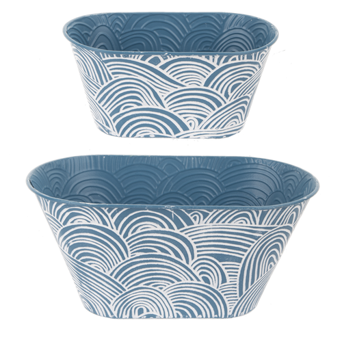 Embossed Wave Oval Planter (2 pc. set)