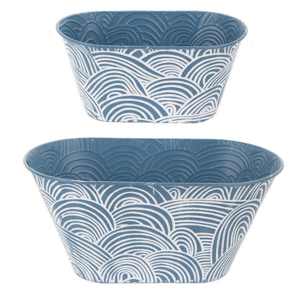 Embossed Wave Oval Planter (2 pc. set)