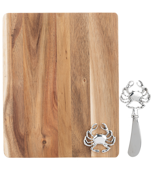 Silver Crab Rectangle Cutting Board & Spreader (2 pc. set)