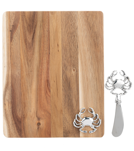 Silver Crab Rectangle Cutting Board & Spreader (2 pc. set)