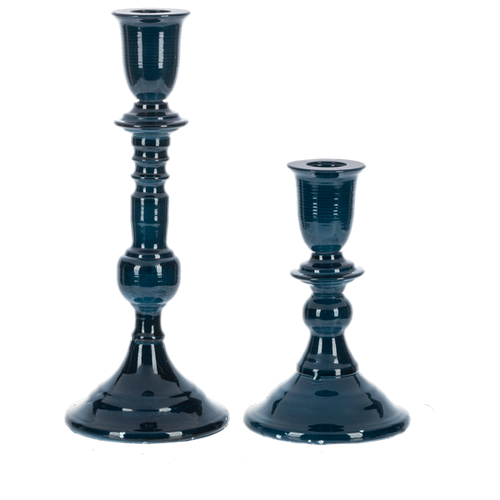 Blue Enamel Taper Holder (2 pc. set)