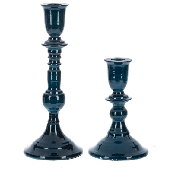 Blue Enamel Taper Holder (2 pc. set)