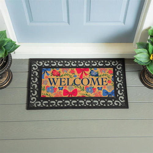 American Classic Red White & Bows Flocked Coir Sassafras Switch Mat, 