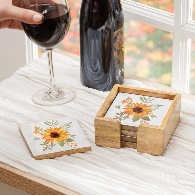 VivaStyle Sunflower Fields Coasters, Set of 4