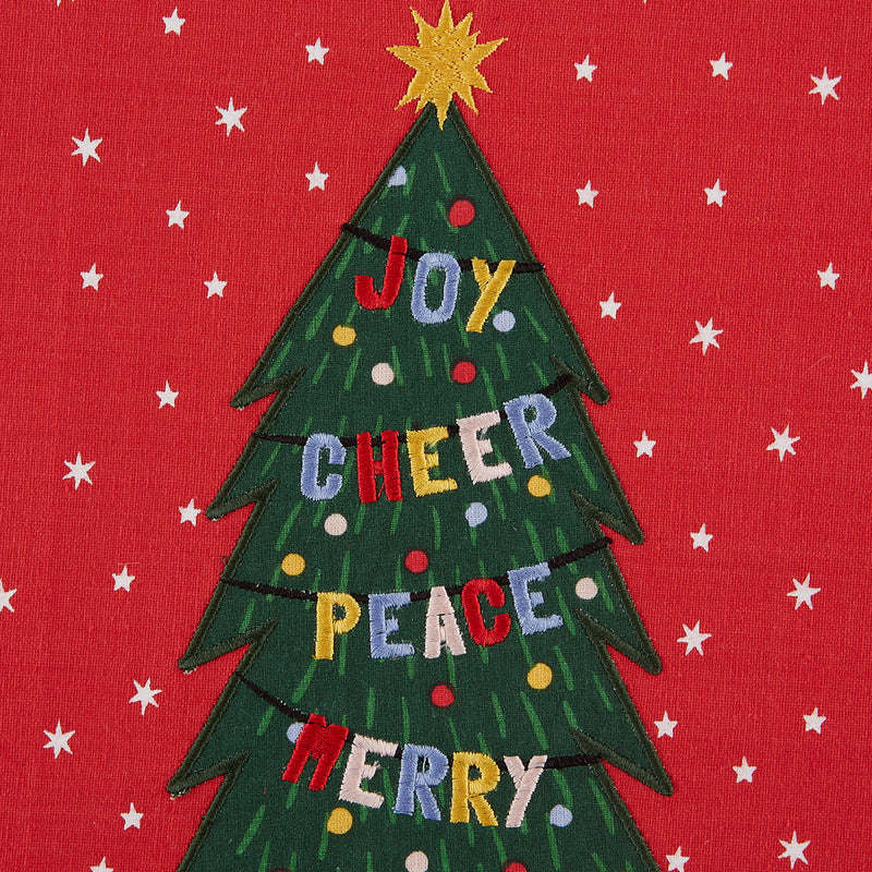 Christmas Wishes Tree Embellished Dishtowel