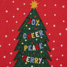 Christmas Wishes Tree Embellished Dishtowel