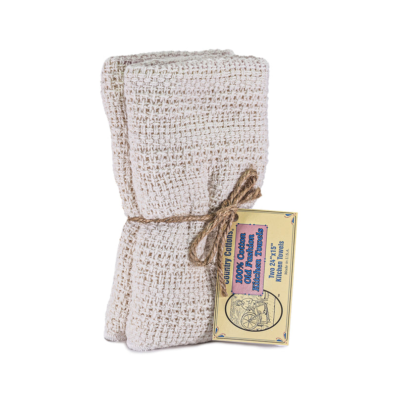 100% Cotton Old Fashion Kitchen Towels | Set of 2: 2 Natural