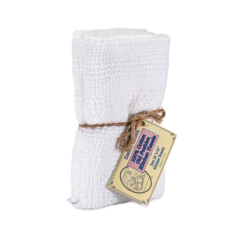 100% Cotton Old Fashion Kitchen Towels | Set of 2: 2 White