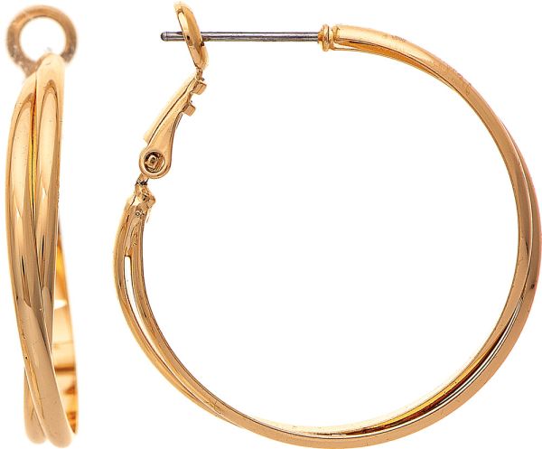 Gold Medium Double Hoop Earring