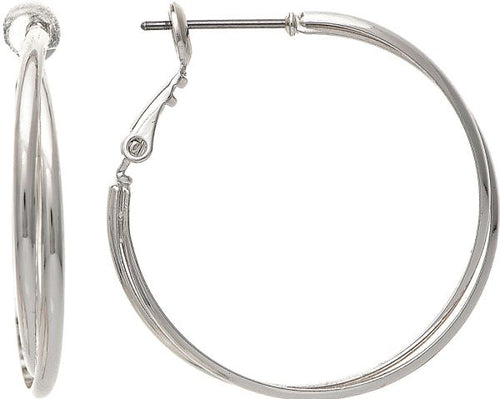 Silver Medium Double Hoop Earring