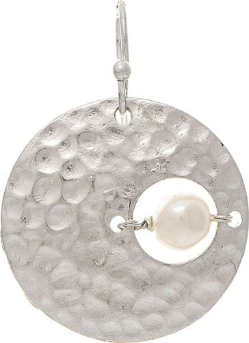 Silver Orbiting Faux Pearl Earring