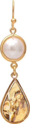 Gold Pearl Top Shell Star Teardrop Earring