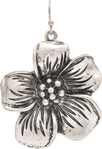 Silver Engraved Flowers Earring