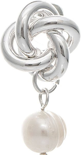 Silver Lover Knot Fresh Water Pearl Drop Post Earring