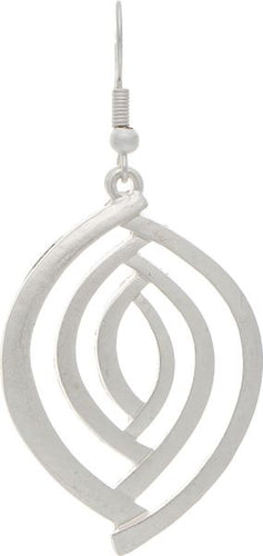 Silver Intersecting Lines Ellipse Earring