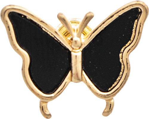 Gold Black Inlay Butterfly Post Earring