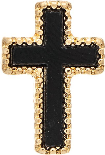 Gold Black Inlay Cross Post Earring