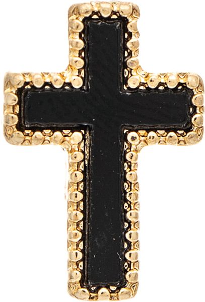 Gold Black Inlay Cross Post Earring
