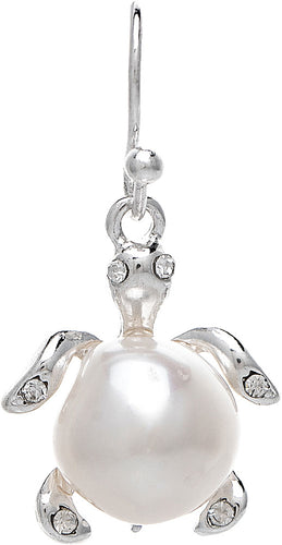 Silver Fresh Water Pearl Turtle Back Earring