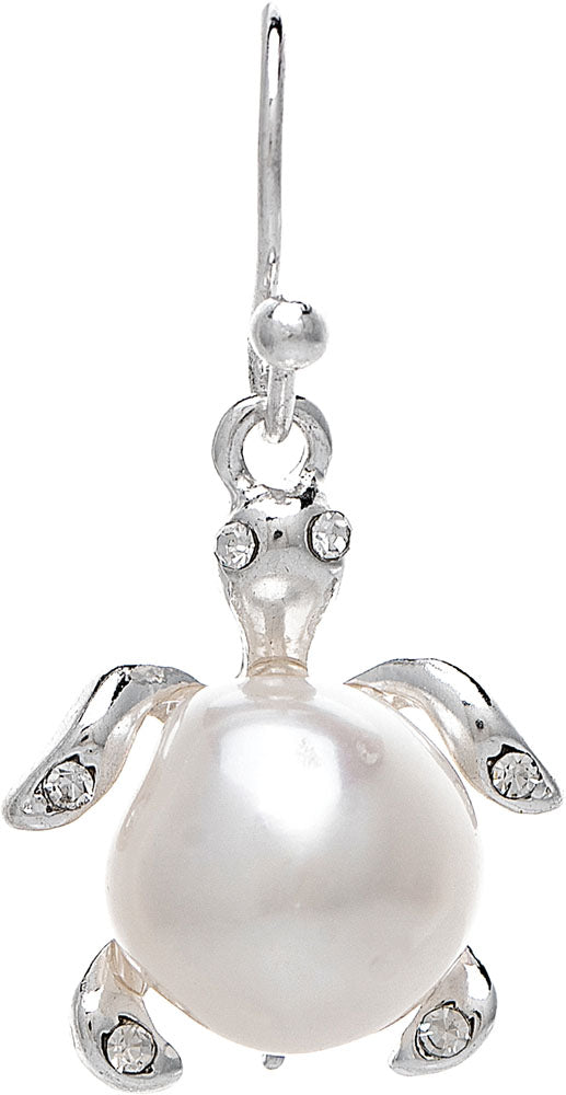 Silver Fresh Water Pearl Turtle Back Earring