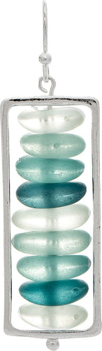 Silver Mixed Green Sea Gems Stack Earring