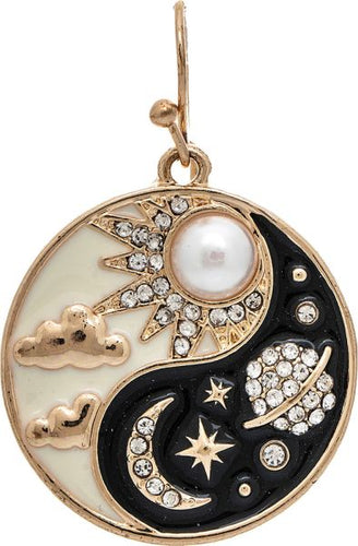 Gold Yin Yang Night & Day Sky Celestial Earring