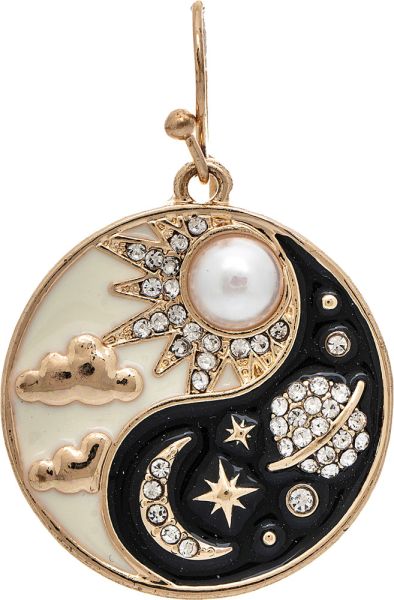 Gold Yin Yang Night & Day Sky Celestial Earring