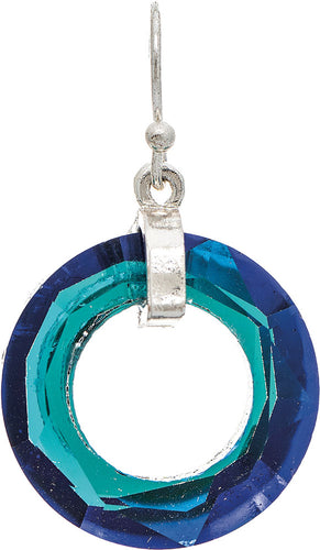 Silver Blue Purple Glass Rings Earring