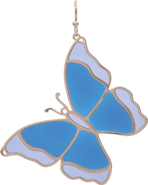 Gold Blue Inlay Butterfly Shape Earring