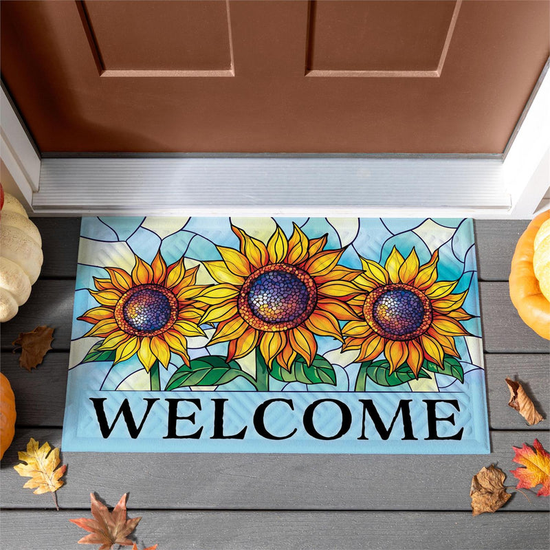 Stained Glass Sunflower Stalk Embossed Mat