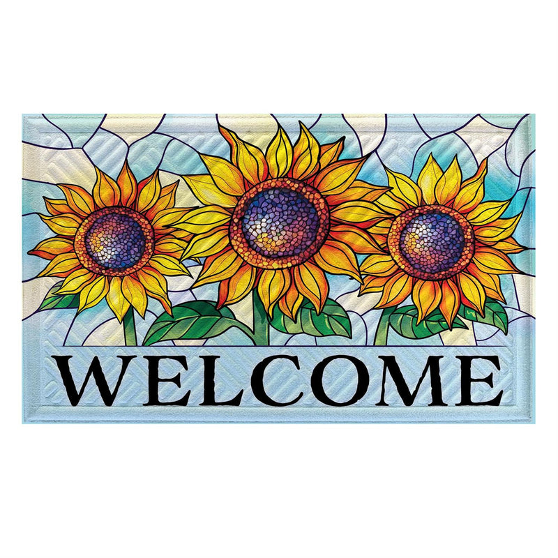 Stained Glass Sunflower Stalk Embossed Mat