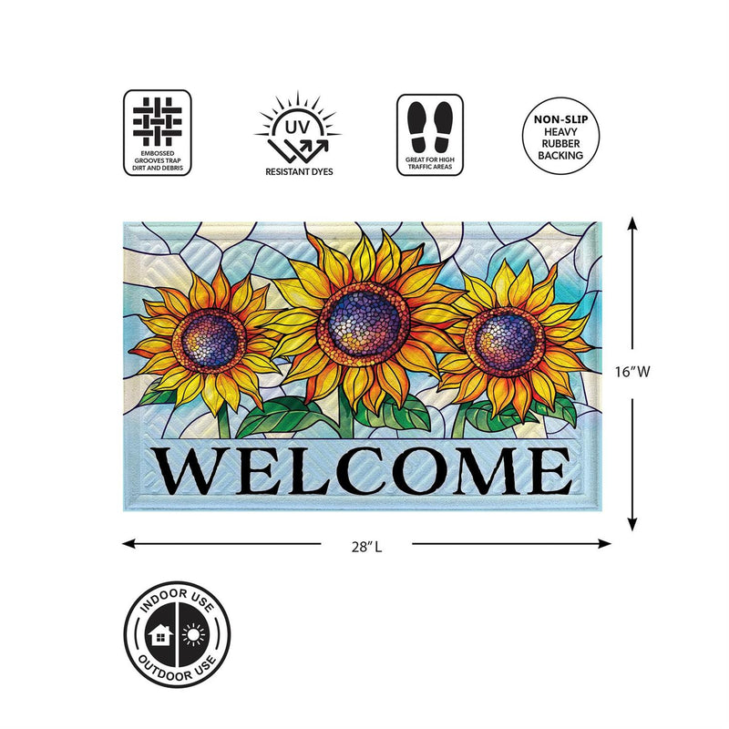 Stained Glass Sunflower Stalk Embossed Mat