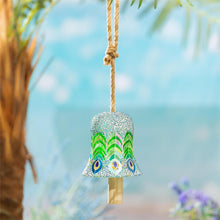 Mosaic Peacock Glass Feathers Palm Beach Garden Bell