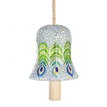 Mosaic Peacock Glass Feathers Palm Beach Garden Bell