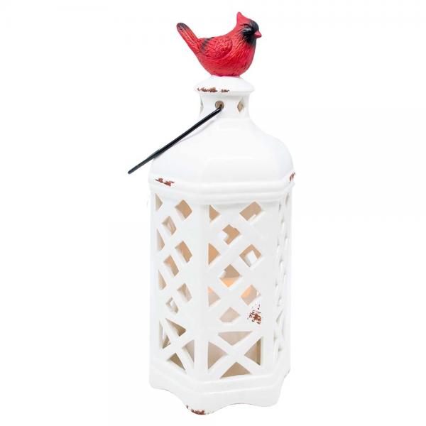 10.6 inch Hexagonal Ceramic LED Lantern with Cardinal
