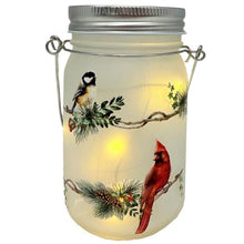 LED Birds on Bough Glass Mason Jar