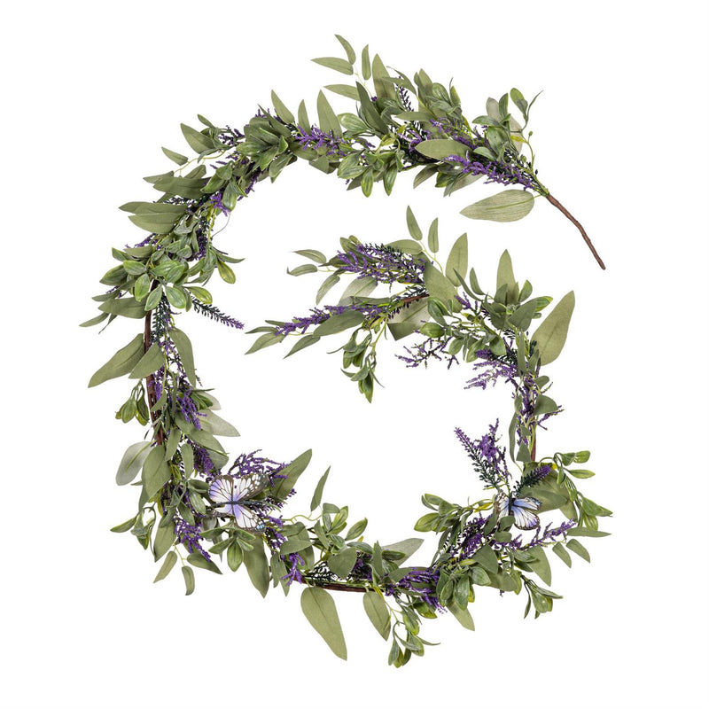 Pollinator Garden Garland Artificial Lavender with Butterflies