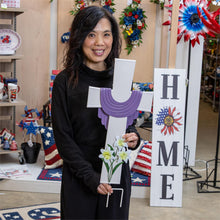 Lily Cross Memorial Metal Garden Stake