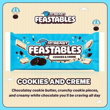 Feastables Mr. Beast Cookies Creme Bars King Size 2.1 oz