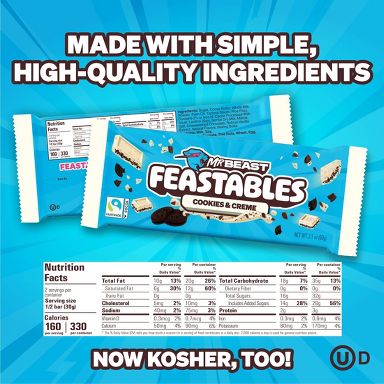 Feastables Mr. Beast Cookies Creme Bars King Size 2.1 oz